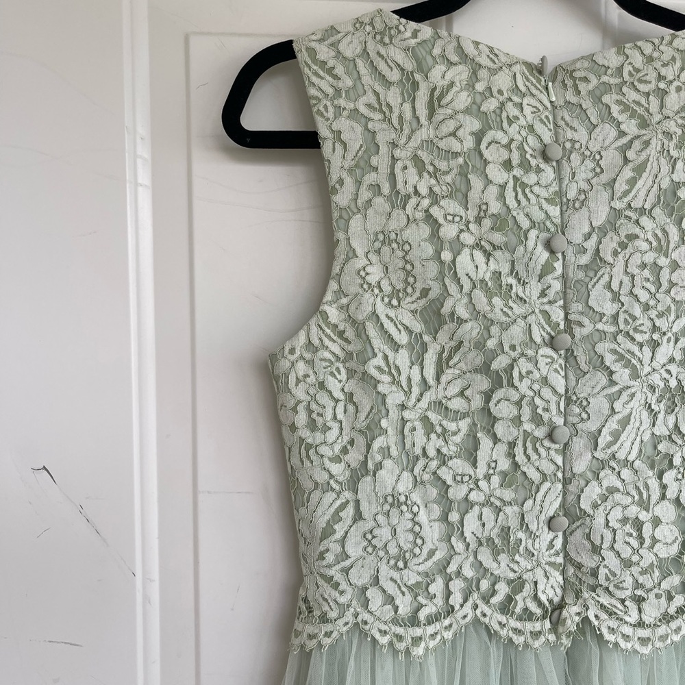 JJ’s house Sage bridesmaid tule dress thick floral lace - Picture 8 of 12